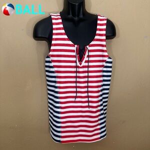 Ball Striped Lacing Tank Top 18.5" armpit to armpit seams unstretched